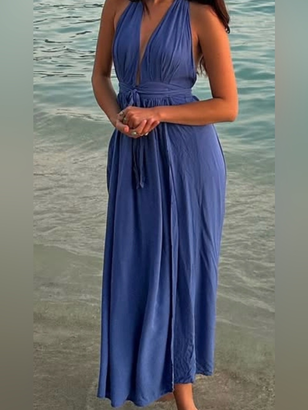 Lulu's Periwinkle Blue Halter Maxi Dress - perfect for wedding season!!